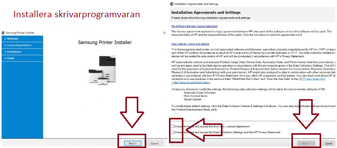 Installera skrivarprogramvaran