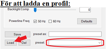 För att ladda en profil