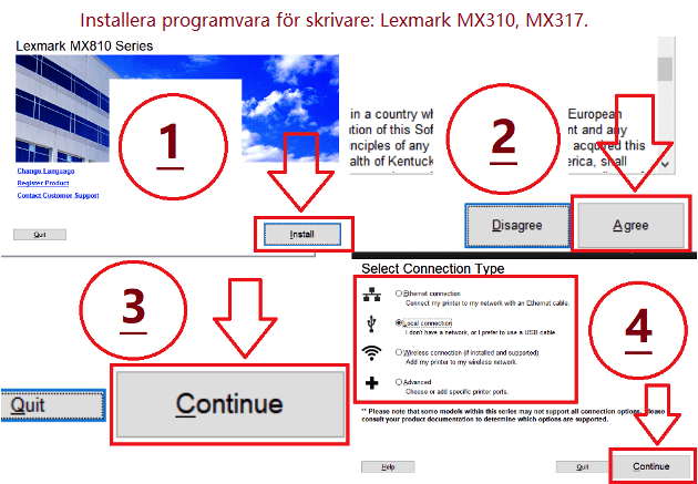 Installera programvara för skrivare: Lexmark MX310, MX317.