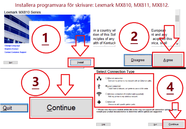 Installera programvara för skrivare: Lexmark MX810, MX811, MX812.