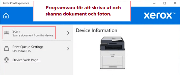 Programvara för att skriva ut och skanna dokument och foton.