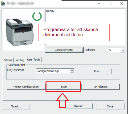 Programvaruinställningar för att skanna dokument och foton.