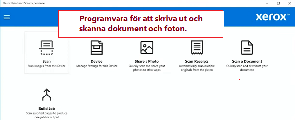 Programvara för att skriva ut och skanna dokument och foton.