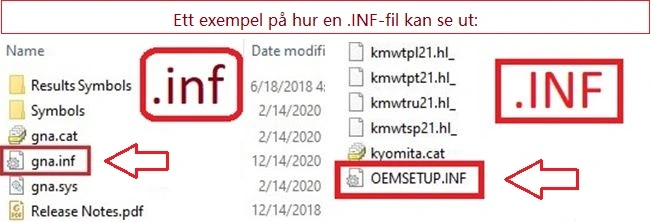 Ett exempel på hur en .INF-fil kan se ut