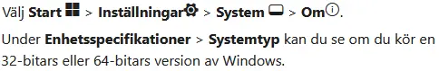 Hitta information om operativsystemet i Windows 11