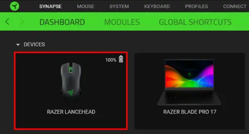 Så här justerar du DPI-inställningen på en Razer-mus via Razer Synapse.