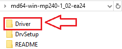 öppna den skapade mappen efter uppackningen och leta upp mappen Driver där inne