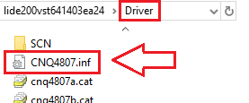 leta upp filen CNQ4807 i mappen Driver