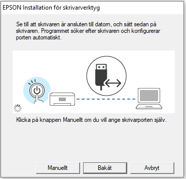 3. Skärmdumpar av installationsstegen för EPSON L18050 skrivardrivrutinen
